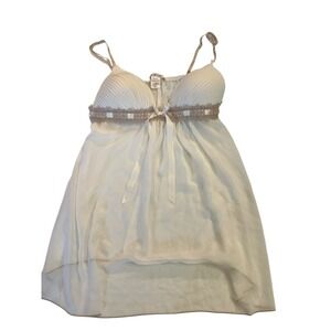 Y2K Linea Donatella Babydoll Lingerie‎ Lace Trim Ribbon Bow Detail Ivory L